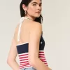 American Flag Pattern Crochet-Style Halter Top American Flag Pattern Crochet-Style Halter Top