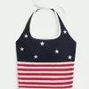 American Flag Pattern Crochet-Style Halter Top American Flag Pattern Crochet-Style Halter Top