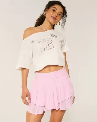 Asymmetrisk fåll Tiered Mini Skort