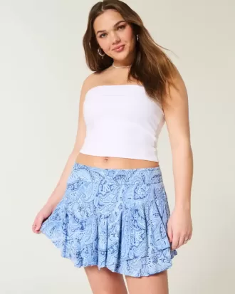 Asymmetrisk fåll Tiered Mini Skort