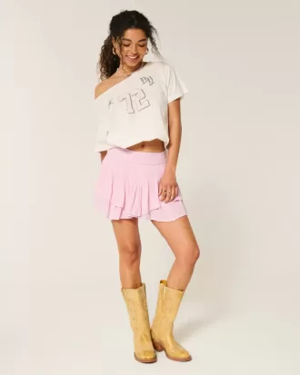 Asymmetrisk fåll Tiered Mini Skort