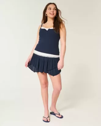 Asymmetrisk fåll Tiered Mini Skort