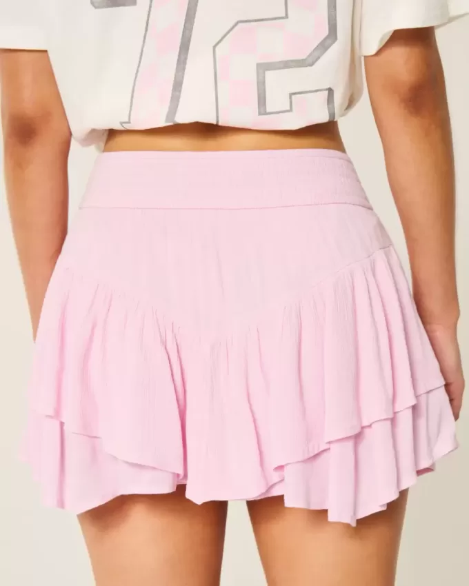 Asymmetrisk fåll Tiered Mini Skort Asymmetrisk fåll Tiered Mini Skort