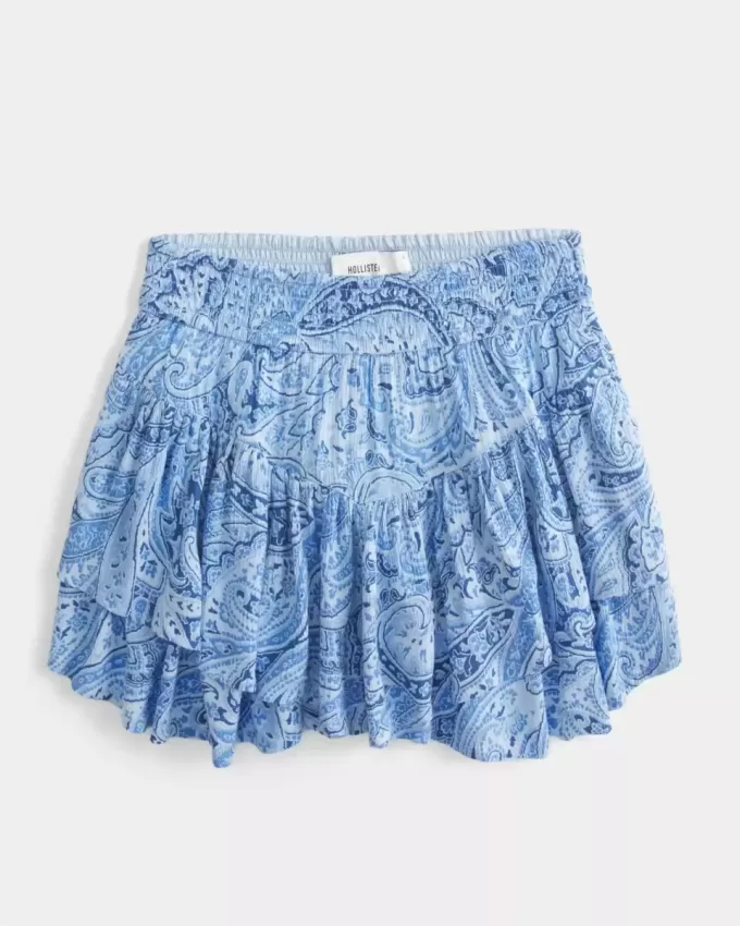 Asymmetrisk fåll Tiered Mini Skort Asymmetrisk fåll Tiered Mini Skort