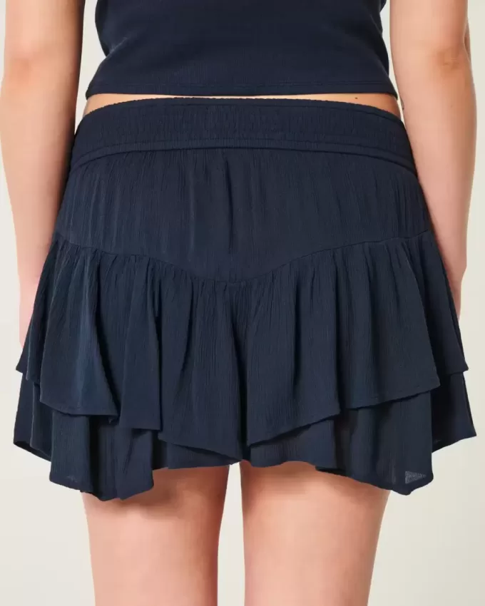 Asymmetrisk fåll Tiered Mini Skort Asymmetrisk fåll Tiered Mini Skort