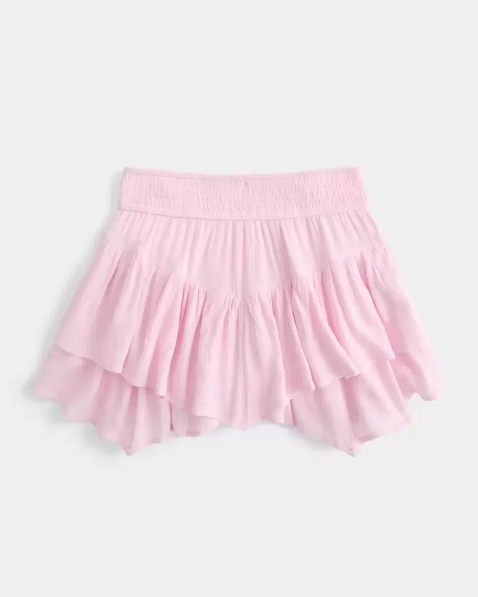 Asymmetrisk fåll Tiered Mini Skort Asymmetrisk fåll Tiered Mini Skort