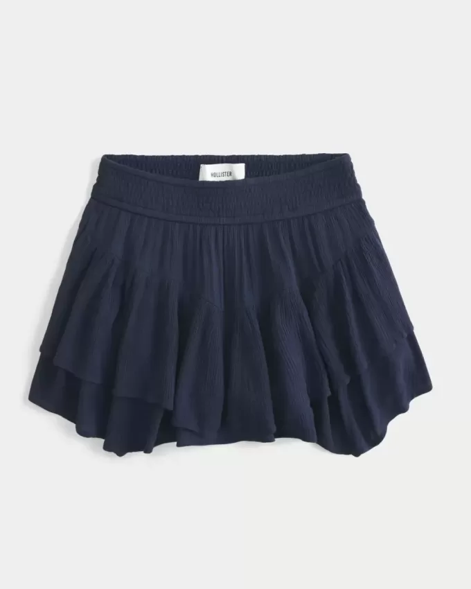 Asymmetrisk fåll Tiered Mini Skort Asymmetrisk fåll Tiered Mini Skort