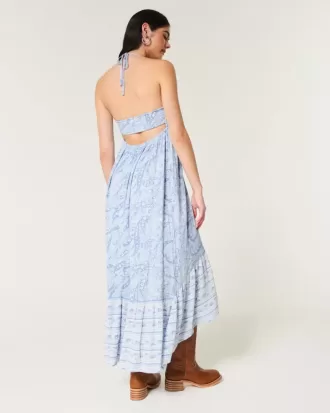 Asymmetrisk Hem Halter Maxiklänning