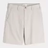 At-the-Knee Linne-Blend Shorts med platt framsida At-the-Knee Linne-Blend Shorts med platt framsida