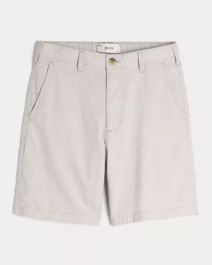 At-the-Knee Linne-Blend Shorts med platt framsida At-the-Knee Linne-Blend Shorts med platt framsida
