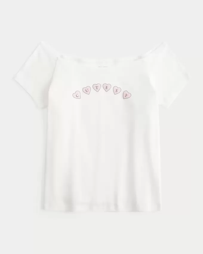 Av axeln söt grafisk t-shirt Av axeln söt grafisk t-shirt