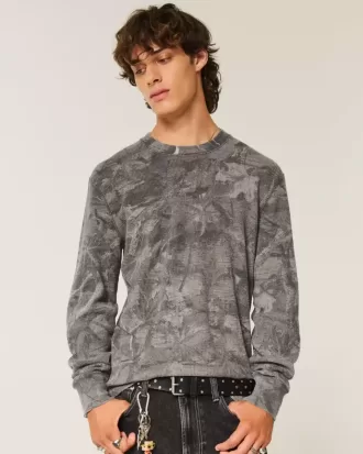 Avslappnad termisk långärmad Camo Crew-tröja