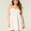 Axelbandslös Broderad Babydoll Klänning Axelbandslös Broderad Babydoll Klänning