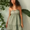 Axelbandslös Broderad Babydoll Klänning Axelbandslös Broderad Babydoll Klänning