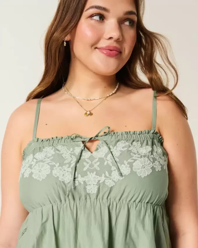 Axelbandslös Broderad Babydoll Klänning Axelbandslös Broderad Babydoll Klänning
