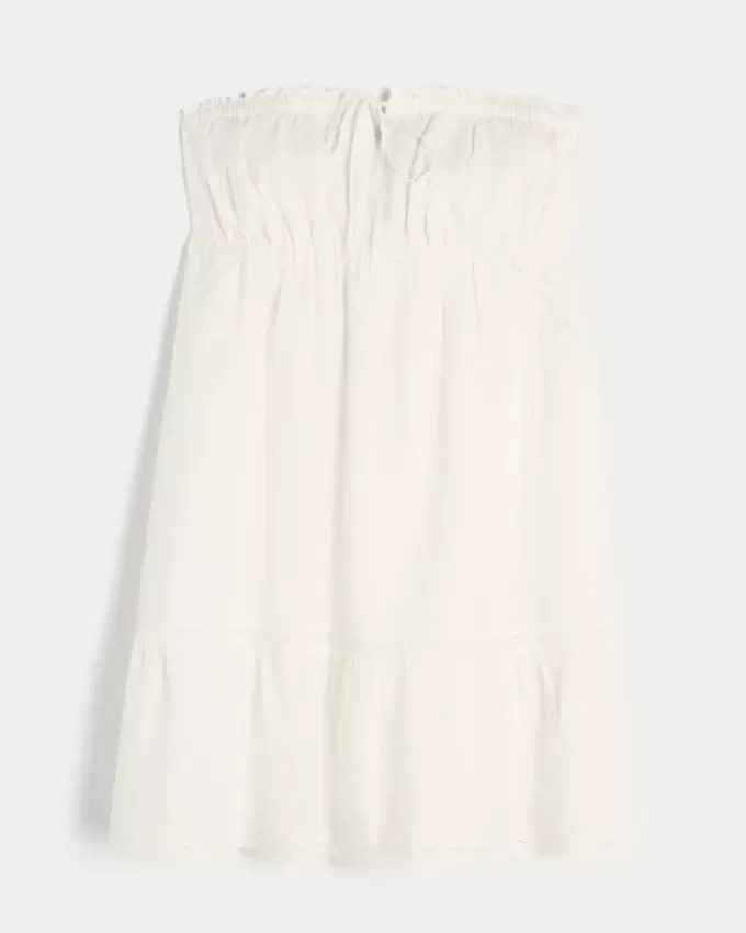 Axelbandslös Broderad Babydoll Klänning Axelbandslös Broderad Babydoll Klänning