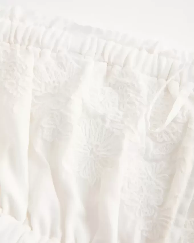 Axelbandslös Broderad Babydoll Klänning Axelbandslös Broderad Babydoll Klänning