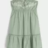 Axelbandslös Broderad Babydoll Klänning Axelbandslös Broderad Babydoll Klänning