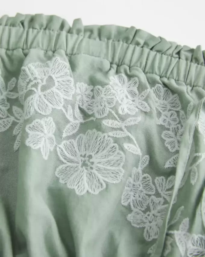 Axelbandslös Broderad Babydoll Klänning Axelbandslös Broderad Babydoll Klänning