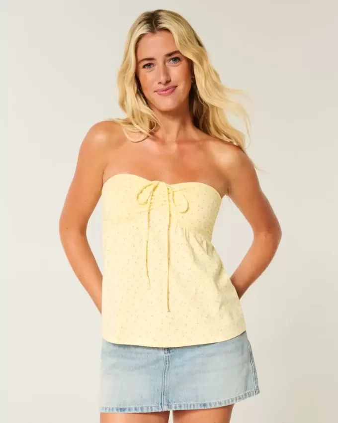 Axelbandslös Cinched Babydoll Top Axelbandslös Cinched Babydoll Top