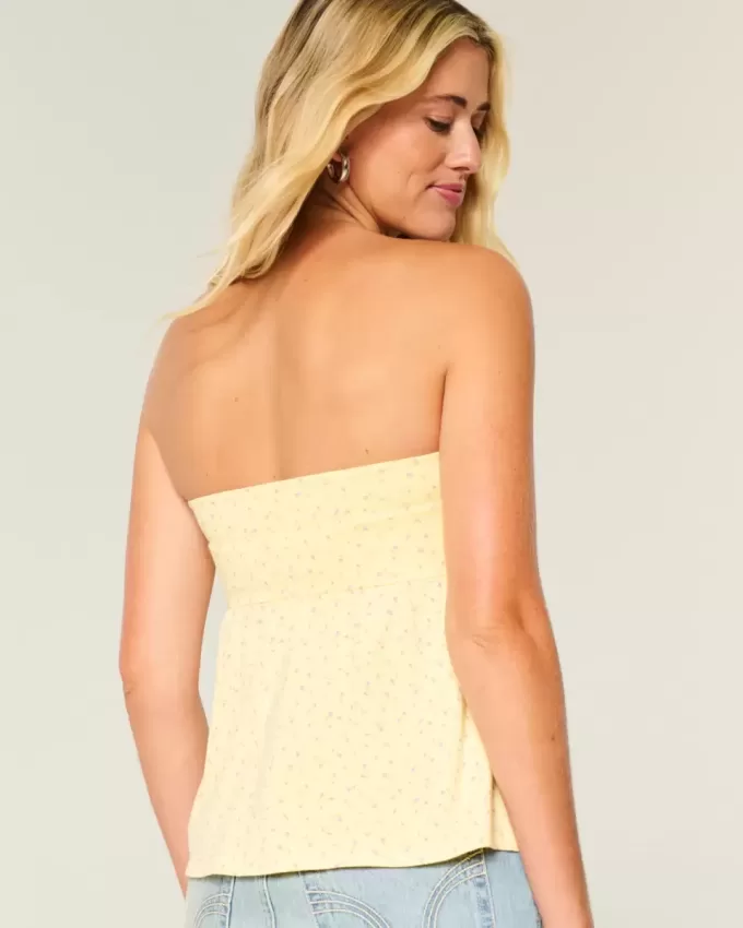Axelbandslös Cinched Babydoll Top Axelbandslös Cinched Babydoll Top
