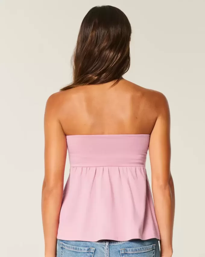 Axelbandslös Cinched Babydoll Top Axelbandslös Cinched Babydoll Top
