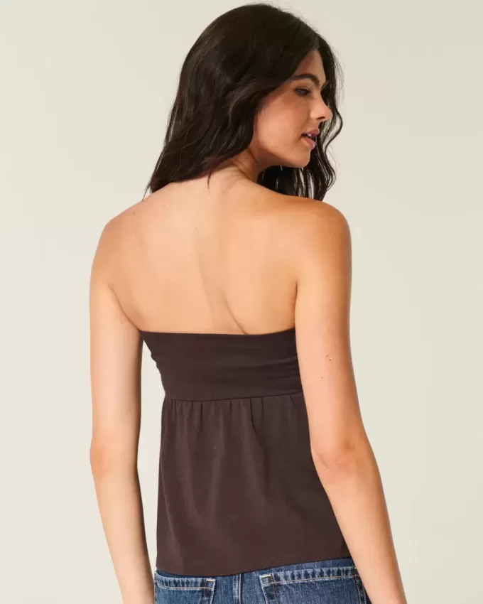 Axelbandslös Cinched Babydoll Top Axelbandslös Cinched Babydoll Top