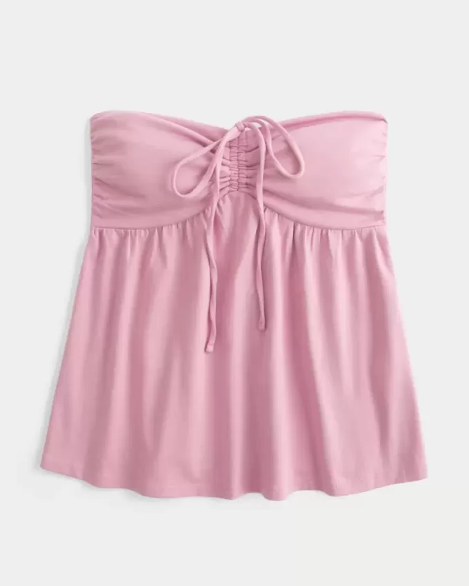 Axelbandslös Cinched Babydoll Top Axelbandslös Cinched Babydoll Top
