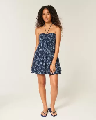 Axelbandslös Ruffle Babydoll Miniklänning