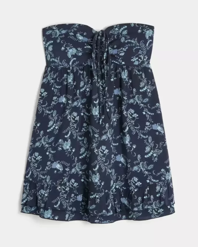 Axelbandslös Ruffle Babydoll Miniklänning Axelbandslös Ruffle Babydoll Miniklänning