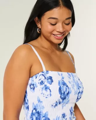 Axelbandslös smockad bodice miniklänning