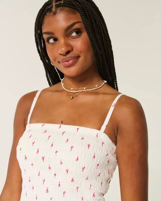Axelbandslös smockad bodice miniklänning Axelbandslös smockad bodice miniklänning
