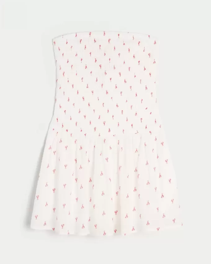 Axelbandslös smockad bodice miniklänning Axelbandslös smockad bodice miniklänning