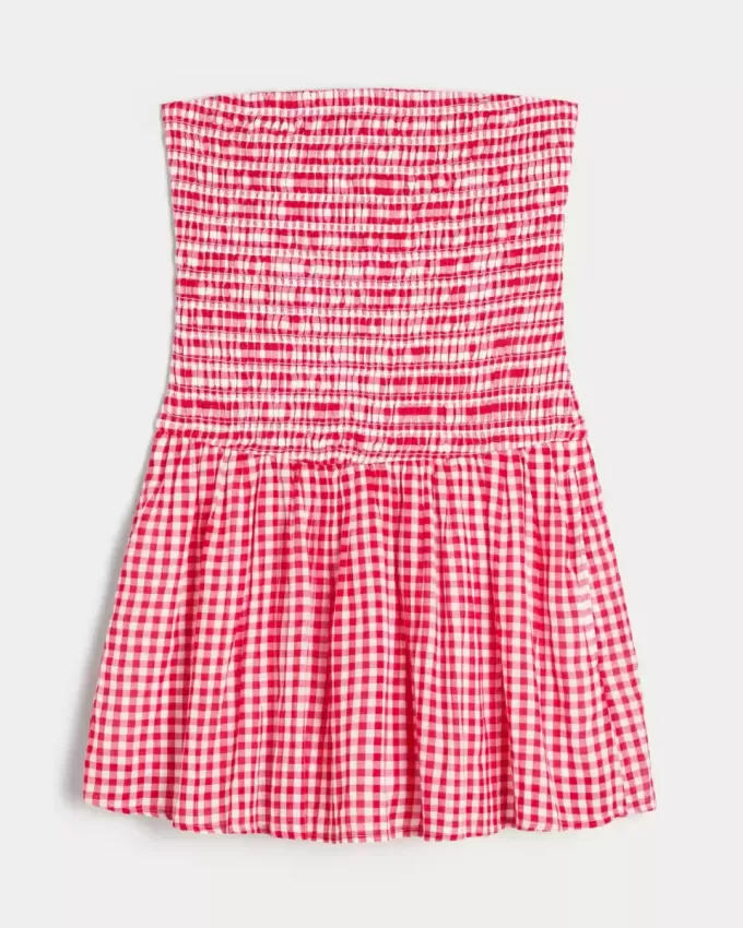 Axelbandslös smockad bodice miniklänning Axelbandslös smockad bodice miniklänning