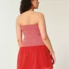 Axelbandslös stickad vävd miniklänning med drop-waist Axelbandslös stickad vävd miniklänning med drop-waist