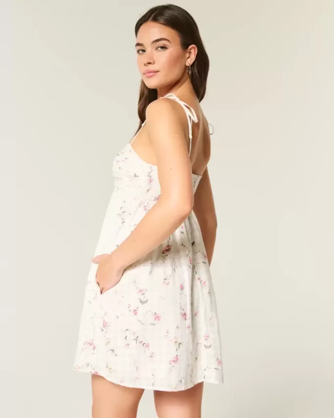 Babydoll Miniklänning med knytband