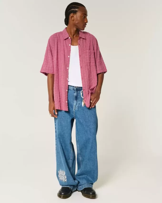 Baggy kortärmad skjorta
