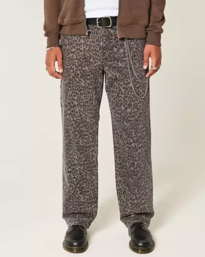 Baggy Painter Jeans med leopardtryck Baggy Painter Jeans med leopardtryck