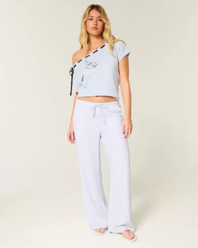 Baggy Pull-On byxor i linneblandning Baggy Pull-On byxor i linneblandning