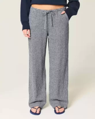 Baggy Pull-On byxor i linneblandning