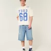 Below-the-knä Medium Wash Super Baggy jeansshorts