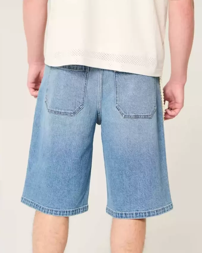 Below-the-knä Medium Wash Super Baggy jeansshorts