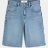 Below-the-knä Medium Wash Super Baggy jeansshorts