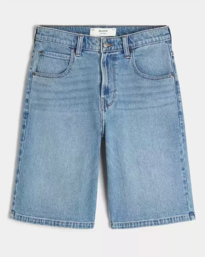 Below-the-knä Medium Wash Super Baggy jeansshorts