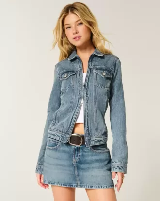 Blixtlåsjacka i jeans