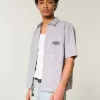 Boxig kortärmad broderad grafisk skjorta Boxig kortärmad broderad grafisk skjorta