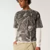 Boxig tungvikts-Crop Camo Crew T-shirt Boxig tungvikts-Crop Camo Crew T-shirt