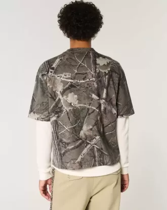 Boxig tungvikts-Crop Camo Crew T-shirt Boxig tungvikts-Crop Camo Crew T-shirt