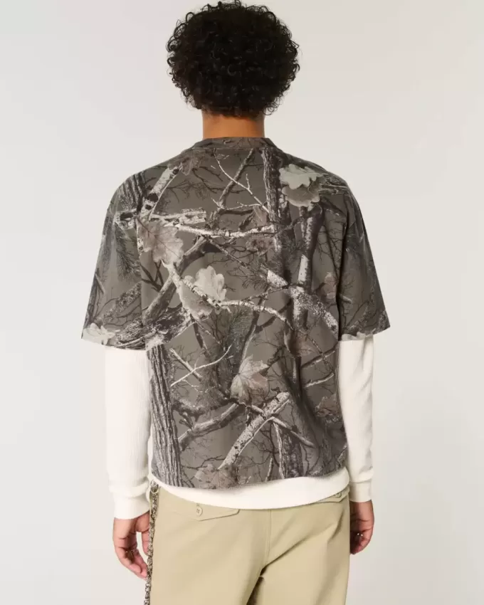 Boxig tungvikts-Crop Camo Crew T-shirt Boxig tungvikts-Crop Camo Crew T-shirt