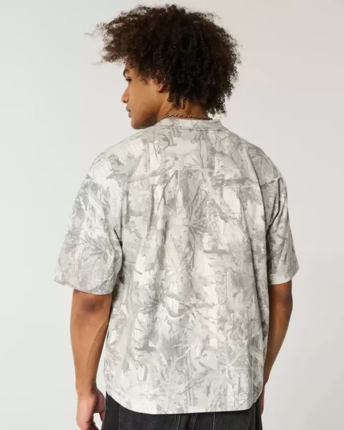 Boxig tungvikts-Crop Camo Crew T-shirt